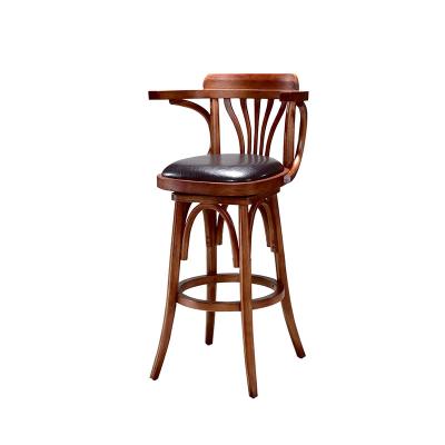 China Guangzhou Industrial Restaurant Furniture Retro Restaurant Hotel Swivel Bar Chair Bar Umpire Chair Solid Wood Bar Stool for sale