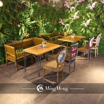 China Modern Music Dining Cafe Sofa Bar Furniture Qingbar Retro Bar Tables And Chairs Restaurant Furniture Custom Restaurant Set Solid Wood for sale