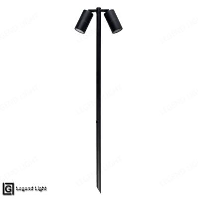 China Adjustable Garden Matt Black Double Spike Light for sale