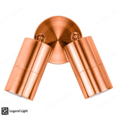 China Modern Outdoor Light Fixtures Double Wall Spot Light Adjustable Copper Outdoor Pillar Spotlight for sale