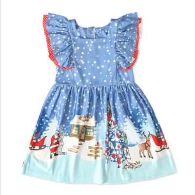 China Girl's Sleeveless Christmas Snowman Tie Dress Child's Breathable One-Piece Dress for sale