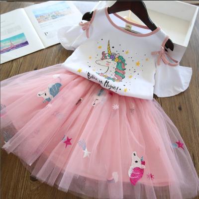 China 2020 New Design Girls Cartoon Dresses Cotton Material Breathable Unicorn Dresses For Kids 2-6 Years Old for sale