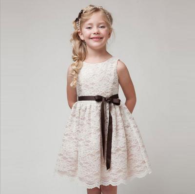 China 2020 spring and summer breathable hot sale girls lace up sleeveless dress bow princess dress children skirt for sale