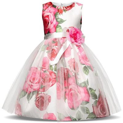 China Anti-wrinkle 2020 New Arrive Rose Bow Princess Dress Kids Wedding Dress Pink Girl's Dress for sale