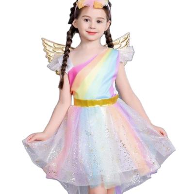 China 2019 Anti-wrinkle design new Princess Dress Halloween Cosplay Pony Unicorn Polly Dress Rainbow Girl Dress for sale