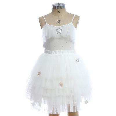 China New Style Pabasana 2019 Fashion Girl Dancing Dress Breathable White Tulle Tutu Dress 2 Piece Handcrafted Babies. for sale