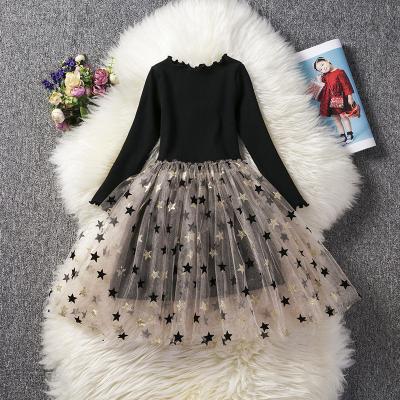 China Breathable Girls Black Sequined Star Autumn Long Sleeve Kids Clothing Children Dress Up Loungewear for sale