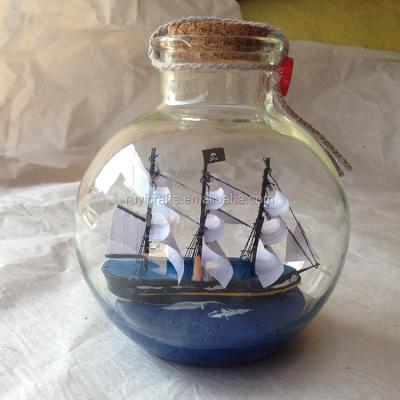 China Europe Fully Assembled European Crafted Boat Decoration Nautical Ship in Glass Bottle for sale