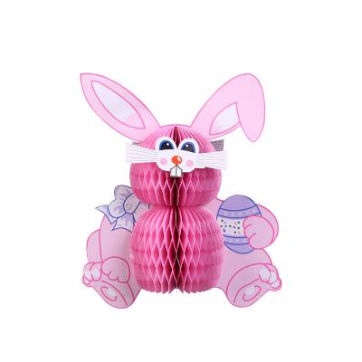 China Accept Customize Designs 13inch Rabbit Shape Paper Honeycomb Centerpiece For Easter Decoration for sale