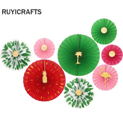 China InStock Wholesale Elegant Wedding Decoration Paper Hanging Fan for sale