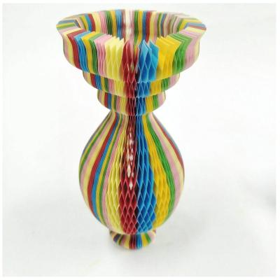 China Rainbow Summer Decoration Honeycomb Paper Vase Paper Hat for sale