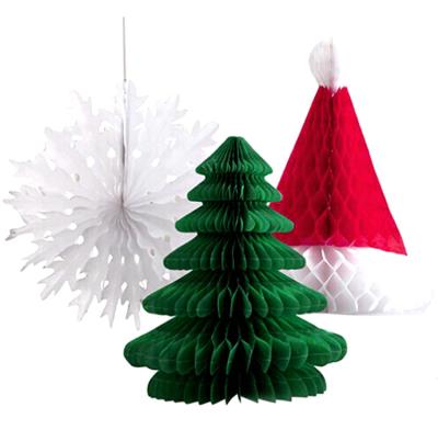 China Hanging Decorations 12inch Tissue Paper Honeycomb Decoration For Christmas Decorations for sale