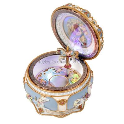 China As Resin Geometric Craft Gift Shape Mechanical Carousel Music Box for sale