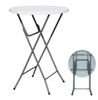 China Outdoor HDPE Plastic Top Bar 80cm Modern Round High Tables Foldable High Top Cocktail Tables for sale