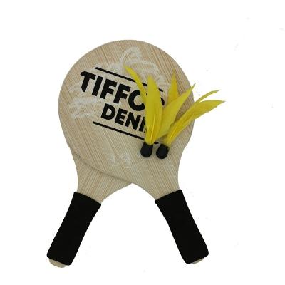 China Wholesale Lightweight Outdoor Sports Racket Set Wooden Beach Racket With OEM Service for sale