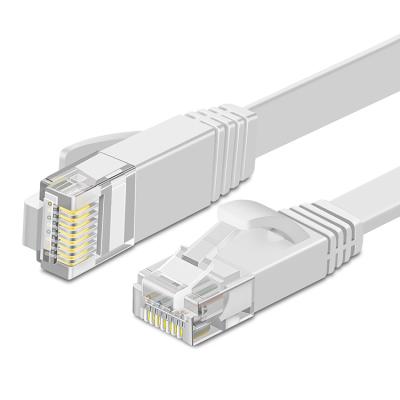 中国 新しい設計Cat6 RJ45 Cpnnectorジャック コンピュータLANネットワーキングの白いもつれ自由なUTP Cat6の平らなパッチ・コードをパッチ・コード 販売のため