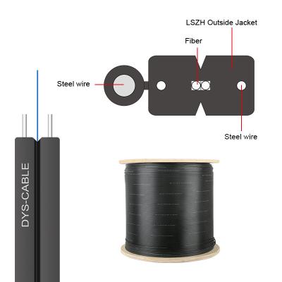 China Self-supporting Outdoor Steel Messenger Wire FRP FTTH Drop Fibra Optica 1 2 4 core fiber optic cable for sale