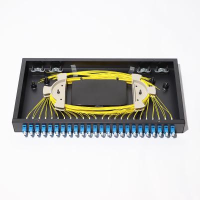 China FTTH FTTB FTTX Network 1U 24 port LC Rack Mount Sliding Fiber Optic Patch Panel for sale