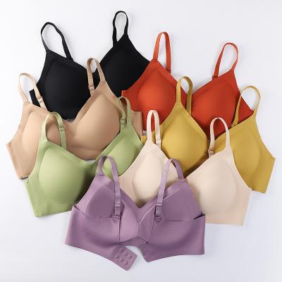 China 2022 New Products Latex Support Seamless Thai Thin Strap Bra QUICK DRY Pure Color Women's Bralette Push Up Bralette for sale