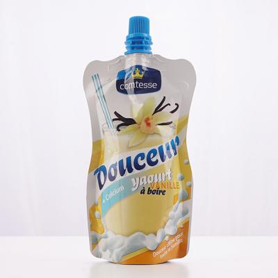 China Plastic Barrier China Supplier Milk Yogurt Spout Pouch Customized Logo Printed Stand Up Food Pouch for sale