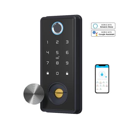 China Digital Deadbolt Keyless Home Electronic Fingerprint Smart Home Smart Door Lock with WiFi BLE TTlock App for sale