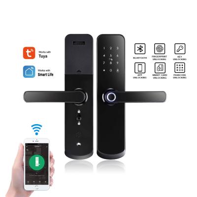 China Hotel Wifi Control Fingerprint Door Lock Biometric Electronic Electronic Smart Lock With Tuya Smart Life App for sale