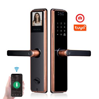 China Tuya App WiFi Security Fingerprint Home Door Lock with Camera Electronic Smart Biometric Smart Lock for Home for sale