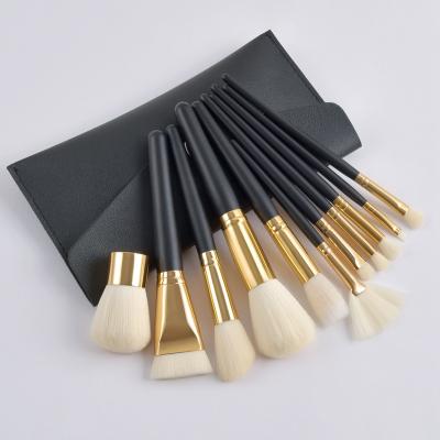 China 11pcs Soft Touch Makeup Brush Set Black Handle Hair Eyeshadow Powder Concealer Base Beige Brushes for sale