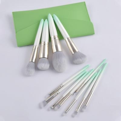 China 12pcs Soft Touch Gradient Ramp Color White Green Handle Hair Set Brush Base Gray Brush Blush Eye Brush for sale