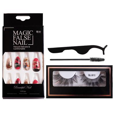 China Natural ; Wholesale Soft Fake Nails Eyelash Set Kit Press On Nails Fake Nail Artificial Nails With Glue For Party Halloween Christmas for sale