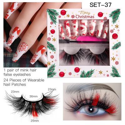 China Natural ; Soft Christmas Faux Mink Whips Press On Nails Combination Set Nails Lashes Wholesale for sale