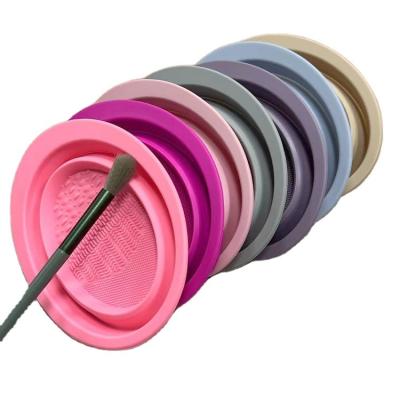 China Wholesale Popular Eco-friendly Beauty Tools Portable Folding Beauty Tools Silicone Makeup Brush Cleaning Bowl Brush Cleaner for sale