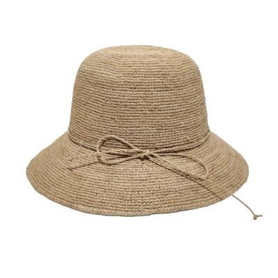 China Fashion\Comfortable\Durable; Eco-Friendly Handmade Ladies Crochet Soft Straw Hat Custom Natural Grass Raffia Fisherman Straw Hats Bucket Hat Natural Beach for sale