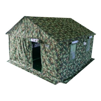 China Customized Camouflage/Field Color Canvas Fabric Army Disaster Relief Tent Refugee Military Shelter Tent for sale