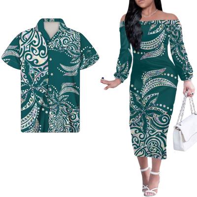 China 2021 Anti-Static New Spring Casual Dressess Dresses For Women Plus Size Couples Clothing Tribal Yellow Green Samoa Style for sale