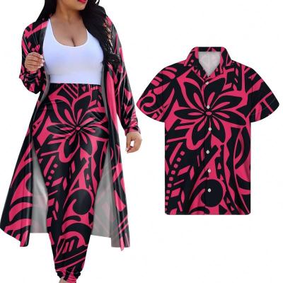 China QUICK DRY Women 2 Piece Set Dress Sleeve Coat Mask Polynesian Tribal Design Women Jogging Set 2 Pcs Dress Couple Clothes for sale