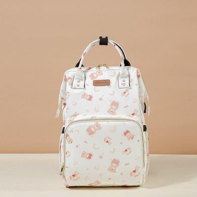 China With LOW MOQ LOGO Printing Nylon Diaper Bag Custom Nylon USB Large Capacity Diaper Bag Mommy Backpack for sale