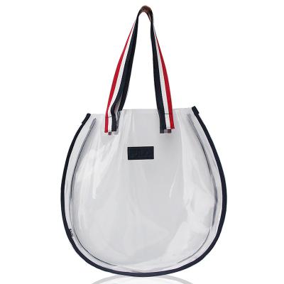 China Fashion Custom PU Flag Clear PVC Jelly Stadium Bags Fashion Ladies PVC Shopping Bag Packaging for sale