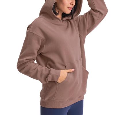 China Custom Made Autumn Sports Casual Pullover Sweatshirt Women Sleeve Simply Long Big Pocket Hoodies for sale