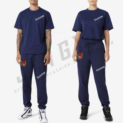 China Wholesale Custom Breathable Men's Short Sleeve Two-Piece Tracksuit Sets Summer Fashion Embroidery Men's Embroidery Sweatsuit for sale