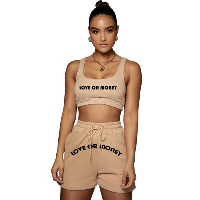 China Cotton Breathable Crop Jogger Women's Designer Summer Bra Top Shorts Matching Short Two-Piece Sets Tracksuit Gear for sale