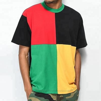 China Anti-pilling Men's Short Sleeve Tee 100% Cotton Color Blocked Solid T-shirts Custom Mens T-shirt for sale