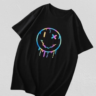 China New QUICK DRY Men's Thoughtful Smile Print Graphic Stitch 100% Cotton Unisex T-Shirt for sale