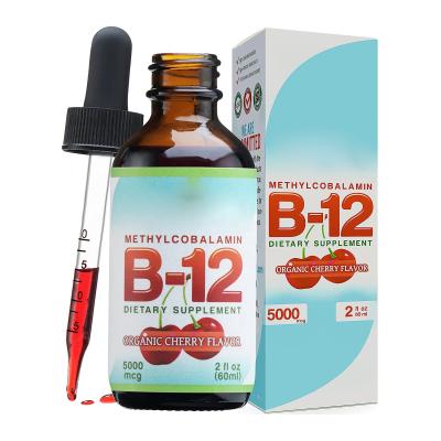 China immune & Anti-Fatigue Private Label Vitamin B12 Organic Liquid Sublingual Extra Strength 60 x 5000 mcg Drops Natural Methylcobalamin Cherry Flavor for sale