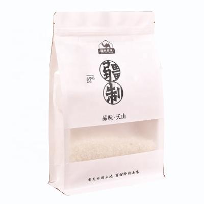 China Wholesale Moisture Proof Gusset Bag Side Factory Transparent Window Stand Up Rice Bag With Handle for sale