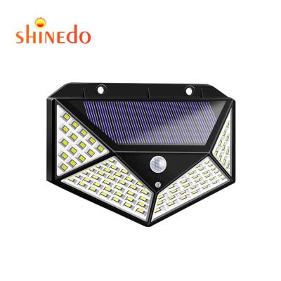 China Solar Led Light Sides, Motion Sensor Garden 4 Sides 100LED Wall Lights Waterproof Led Light For Outdoor Backyard Garden Stair for sale