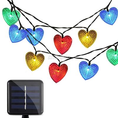 China Heart Shaped 6.1m Modes 8 Modes Solar Powered Operated Christmas Lights Waterproof 30 LED Solar String Light for sale