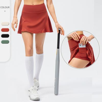 China SKIRTS Wholesale Women Tennis Wear Size 2 High In 1 Pocket Fitness Skirt Breathable Sports Running Skirt Female Skort for sale