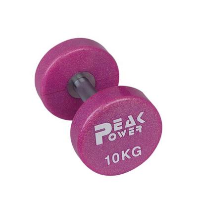 China Hot Sale High Quality Shiny Colorful Shiny Custom Logo PeakPower PU Urethane/PU Urethane Dumbbell Bursting Dumbbell for sale