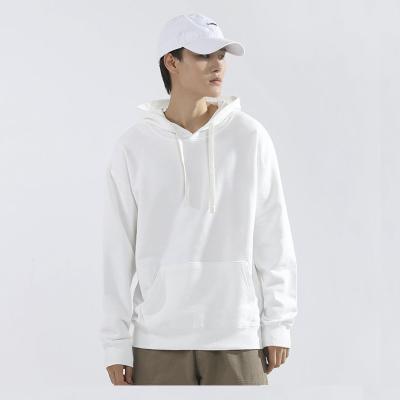 China Anti-wrinkle custom plus size pullover 100% cotton white printing solid color kangaroo pocket drawstring men's Hoodies for sale